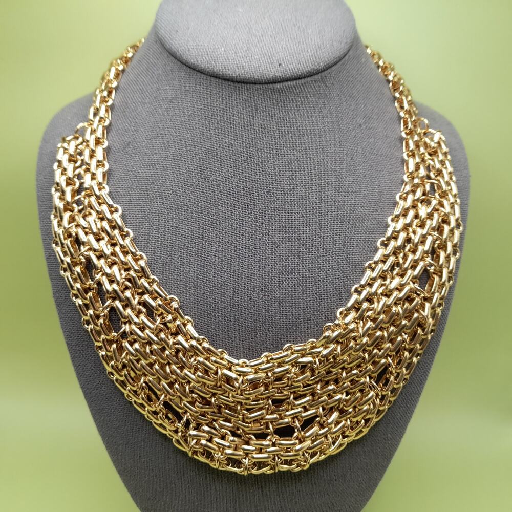Vintage YOU and I Gold Tone Multi Strand Chain Statement Necklace 21" Collar - Picture 2 of 11
